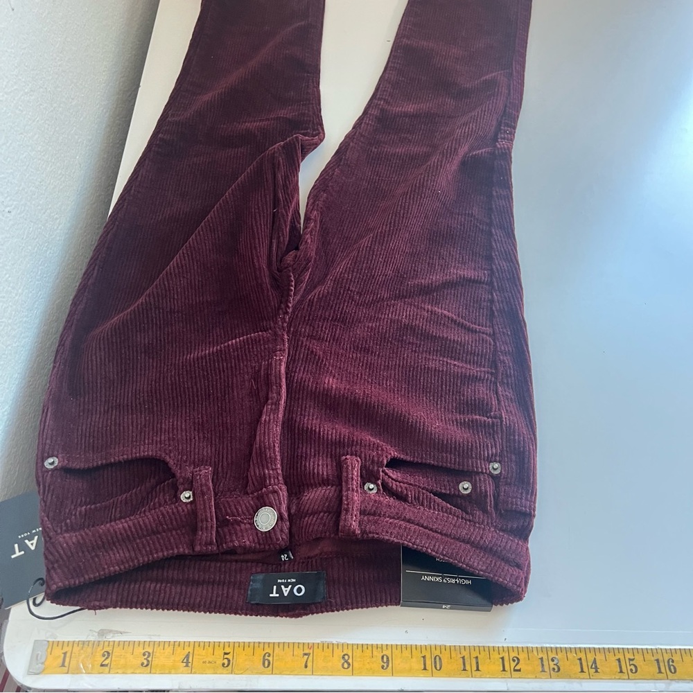 OAT New York Womens Corduroy Stretch Pants Wine Red Size 24 NWT - Picture 7 of 10